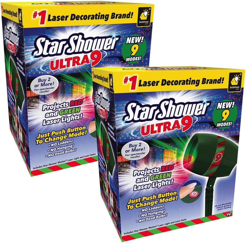 Star Shower AS-SEEN-ON-TV with 9 Enhanced Modes for Spectacular Outdoor Holiday Laser Lighting with Thousands of Lights Covering 3200 Square feet, Pack of 2 - Image 1